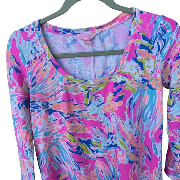 Lilly Pulitzer Multicolor Printed 3/4 Sleeve Dress XS Rayon & Spandex Womens Tun - Picture 6 of 6